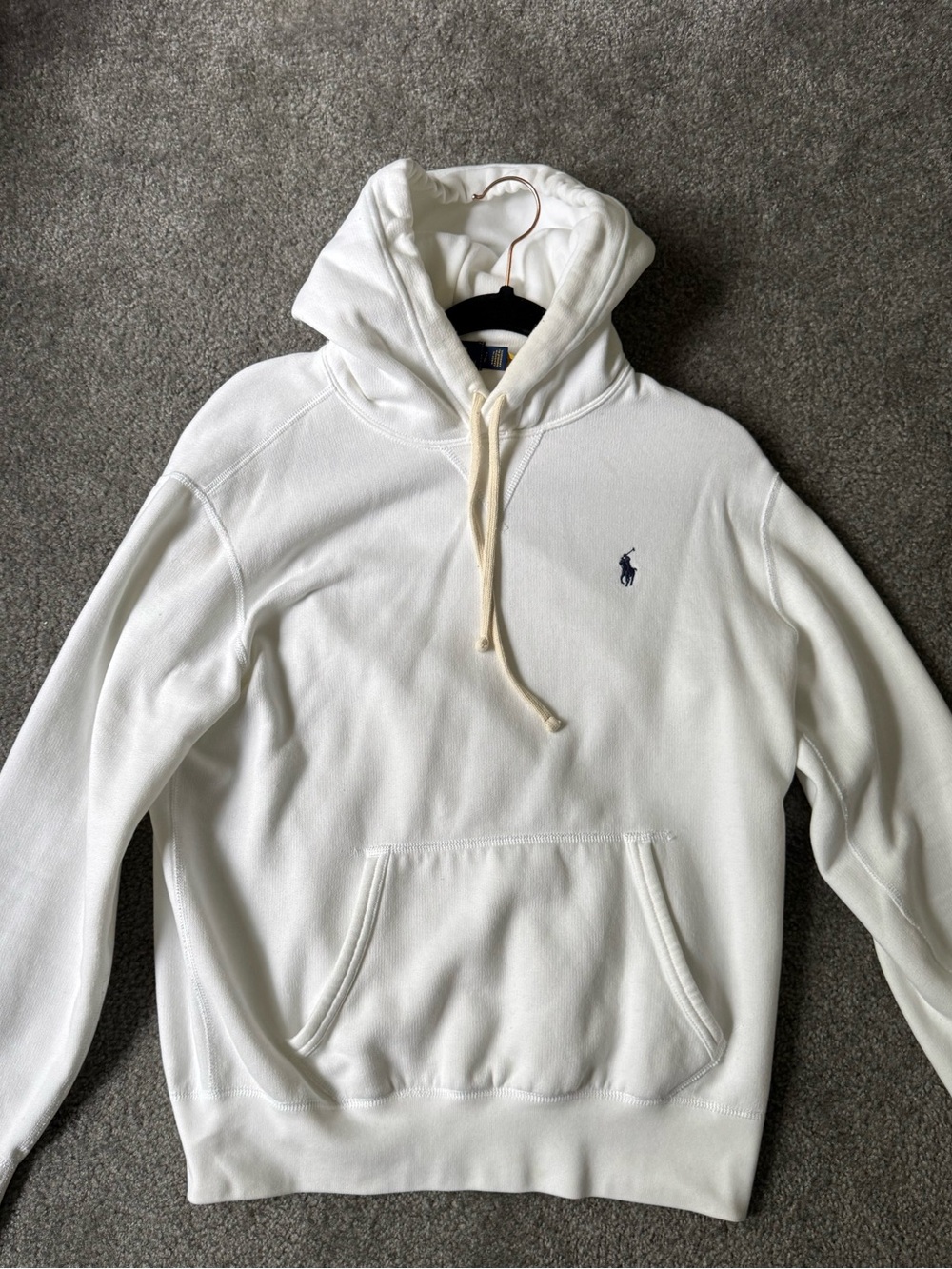 Ralph Lauren White Hoodie with Navy Pony Embroidery